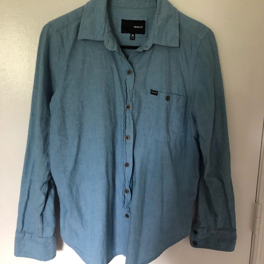 Hurley chambray button up SZ M